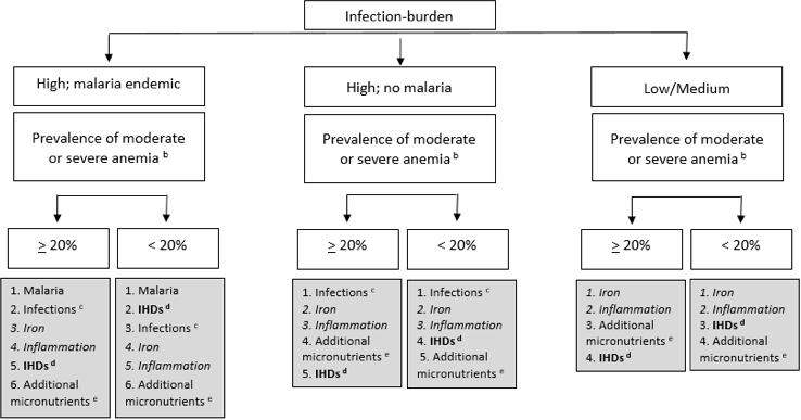 Figure 1. Proposed algorithm for prioritizing biomarkers to measure when assessing anemia etiology at the population level