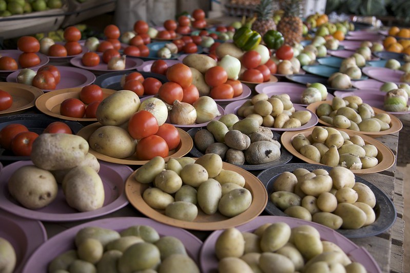 Potatoes and Tomatoes at the local market