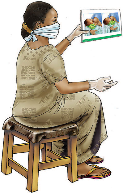 Illustration of a woman wearing a mask holding cards