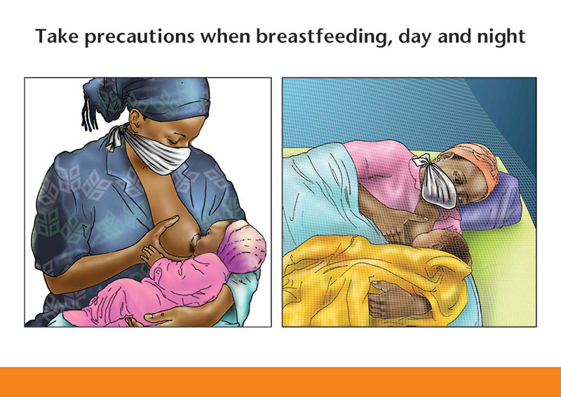 Illustration of Take precautions when breastfeeding, day and night