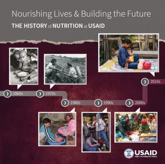 Cover of the History of Nutrition document with images spanning decades along with a timeline. 