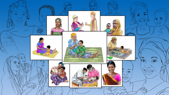 Images from the IYCF Image Bank depicting various IYCF practices and behaviors. 