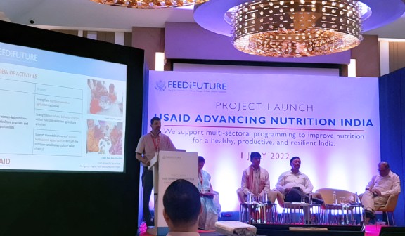 Avinash Upadhyay, Project Director, USAID Advancing Nutrition India talking at opening of USAID Advancing Nutrition India