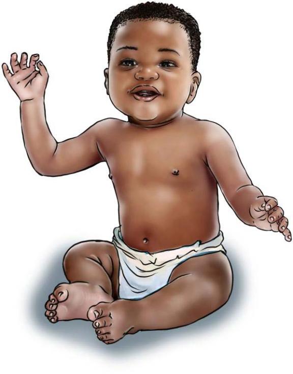 Illustration of a baby sitting