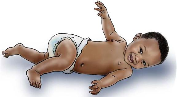 Illustration of a baby laying on its side