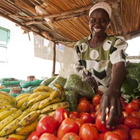 Vendor selling produce in Kenya. 