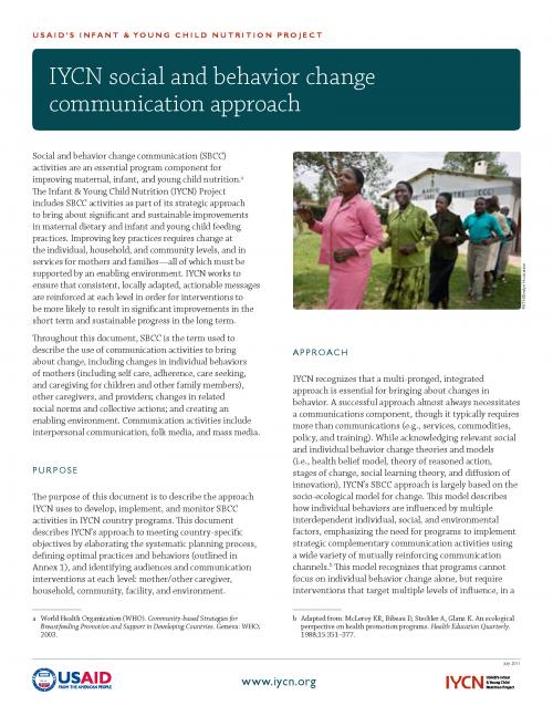 Cover of IYCN Social and Behavior Change Communication Approach