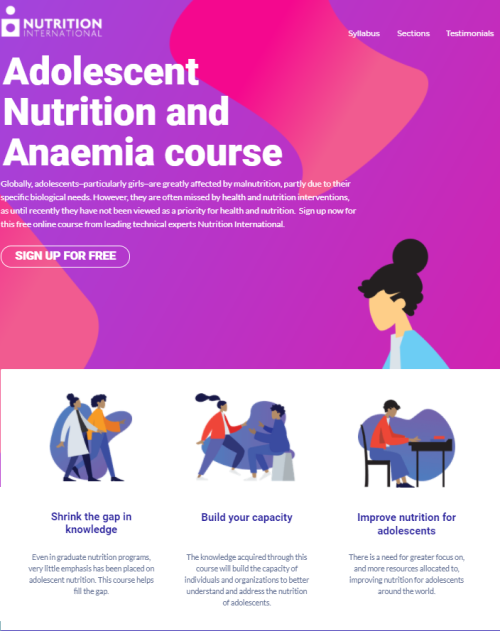 Adolescent Nutrition and Anemia course screenshot