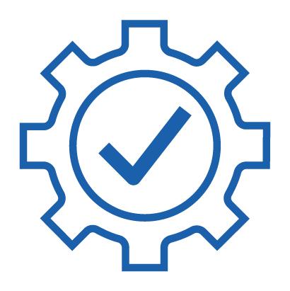 illustration a gear with a checkmark in the middle