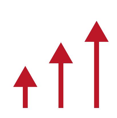 three vertical arrows of increasing height
