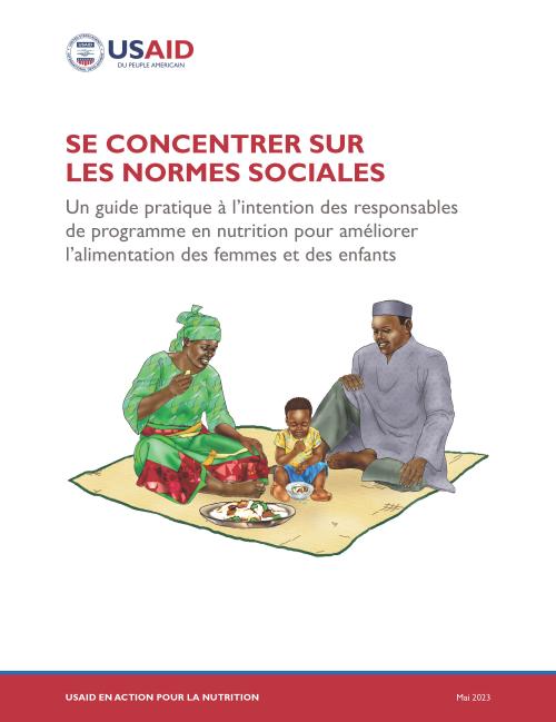 Illustration : une mère, un père et un jeune enfant sont assis sur une natte et partagent un repas.
