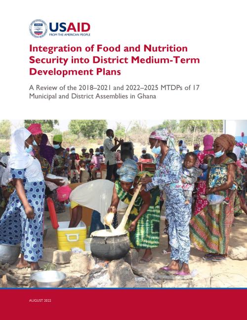 Report cover with a photo of a group of women preparing food.