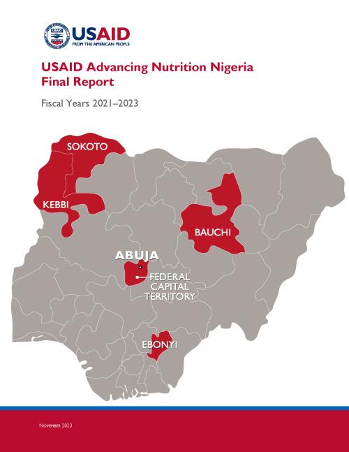 Map of Nigeria with five counties highlighted, Kebbi, Sokoto, Bauchi, Abuja, and Ebonyi.